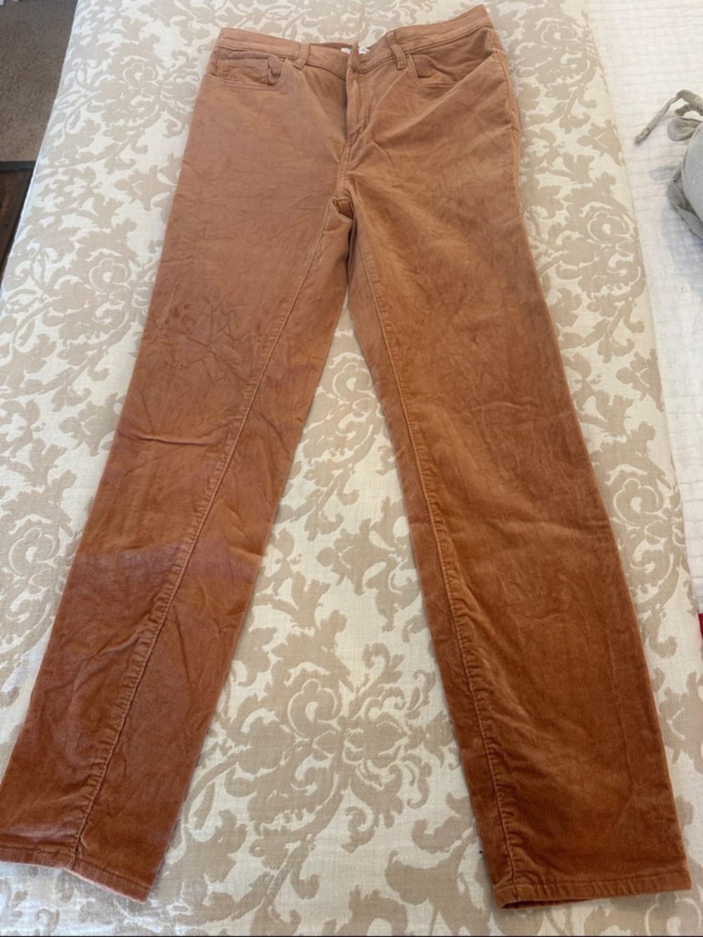 Loft High Waist Skinny Corduroy Straight-Leg Pants in Rust